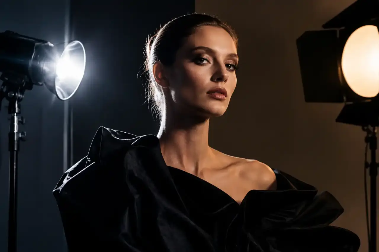 Portrait couture en noir et blanc sculpté par une lumière contrastée