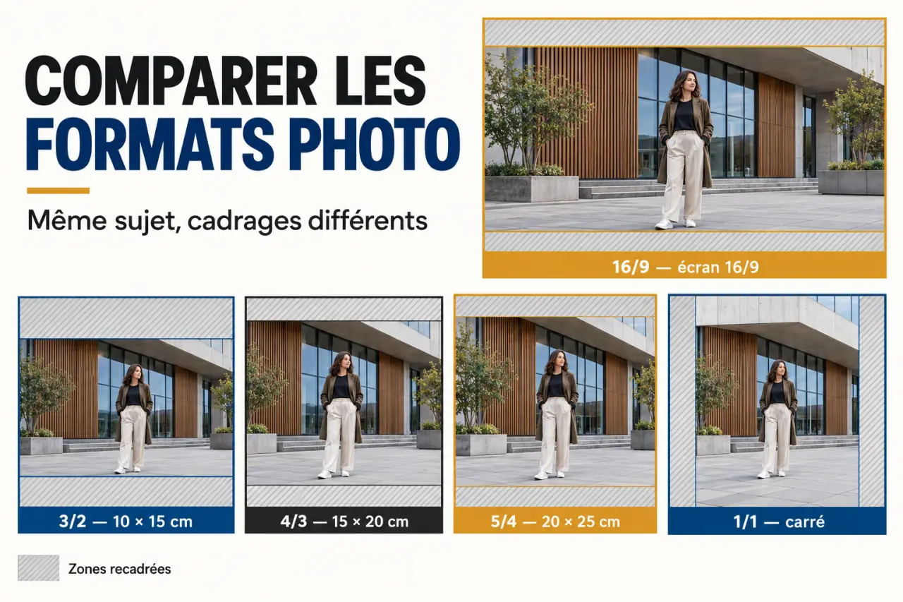 Taille d’une photo standard : comparaison des formats 10 × 15 cm, 15 × 20 cm, 20 × 25 cm et des ratios d’image