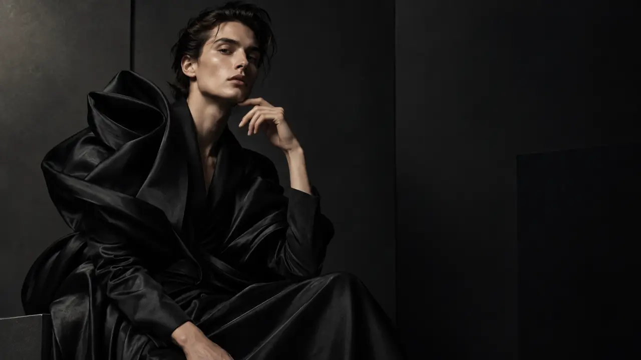 Portrait couture en noir et blanc, éclairé par un clair-obscur dramatique