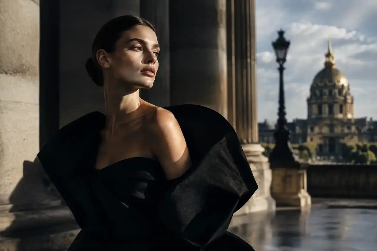 Photographie haute couture minimaliste en noir et blanc, Studio Via