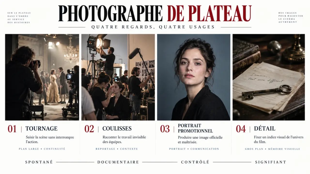 Les différents types d’images réalisés par un photographe de plateau
